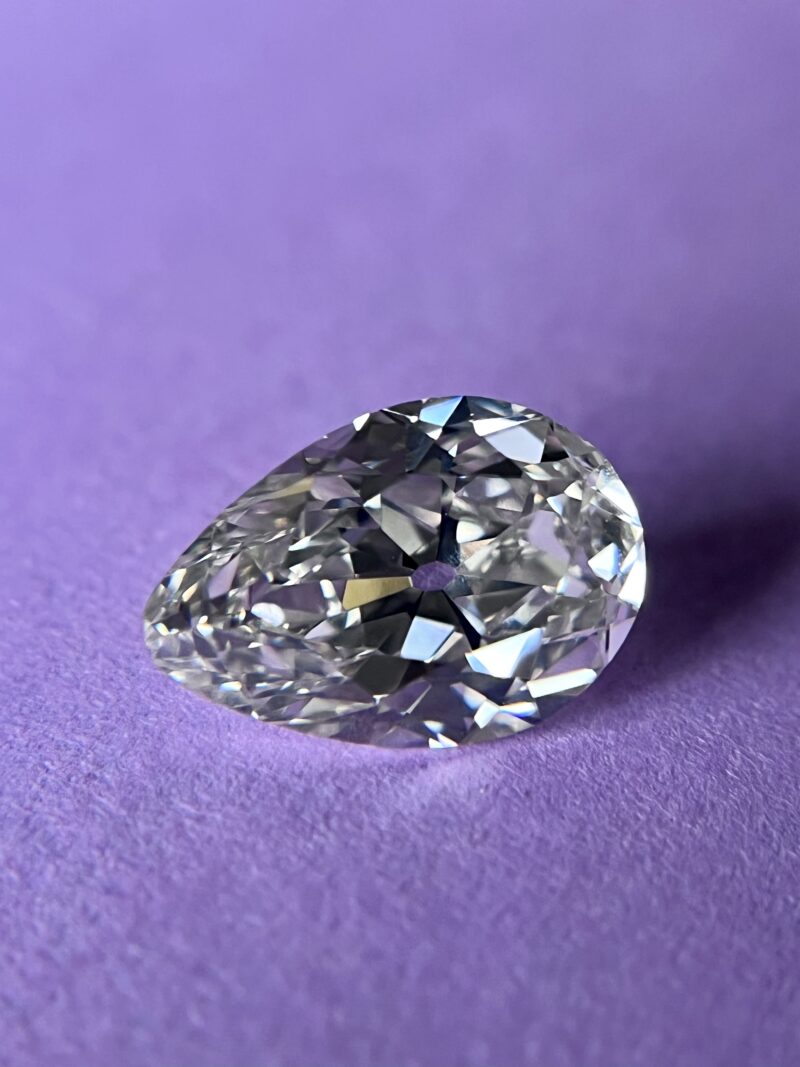 Old Mine Pear Cut Diamond, 3.66 Carats