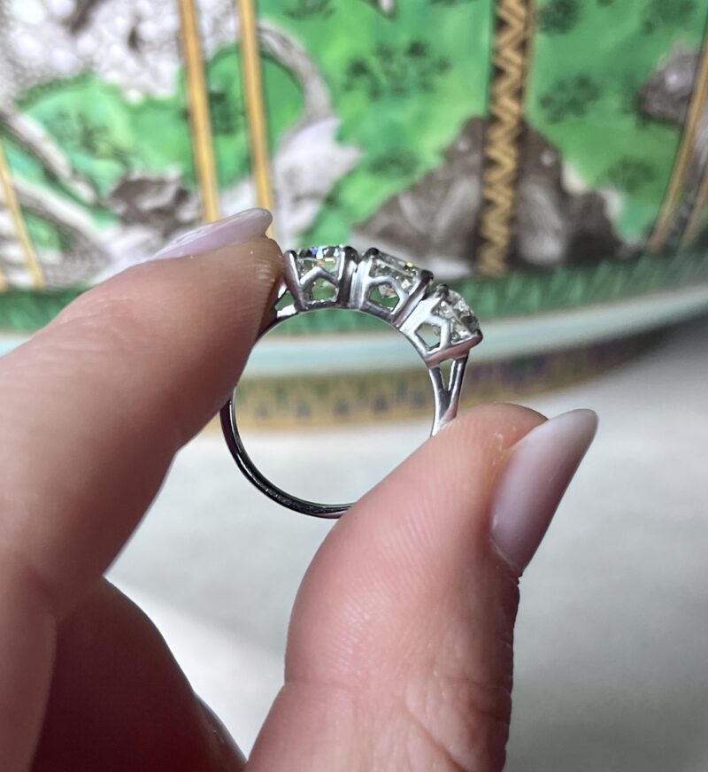 Old European Cut  Diamond Three Stone Ring - Image 2