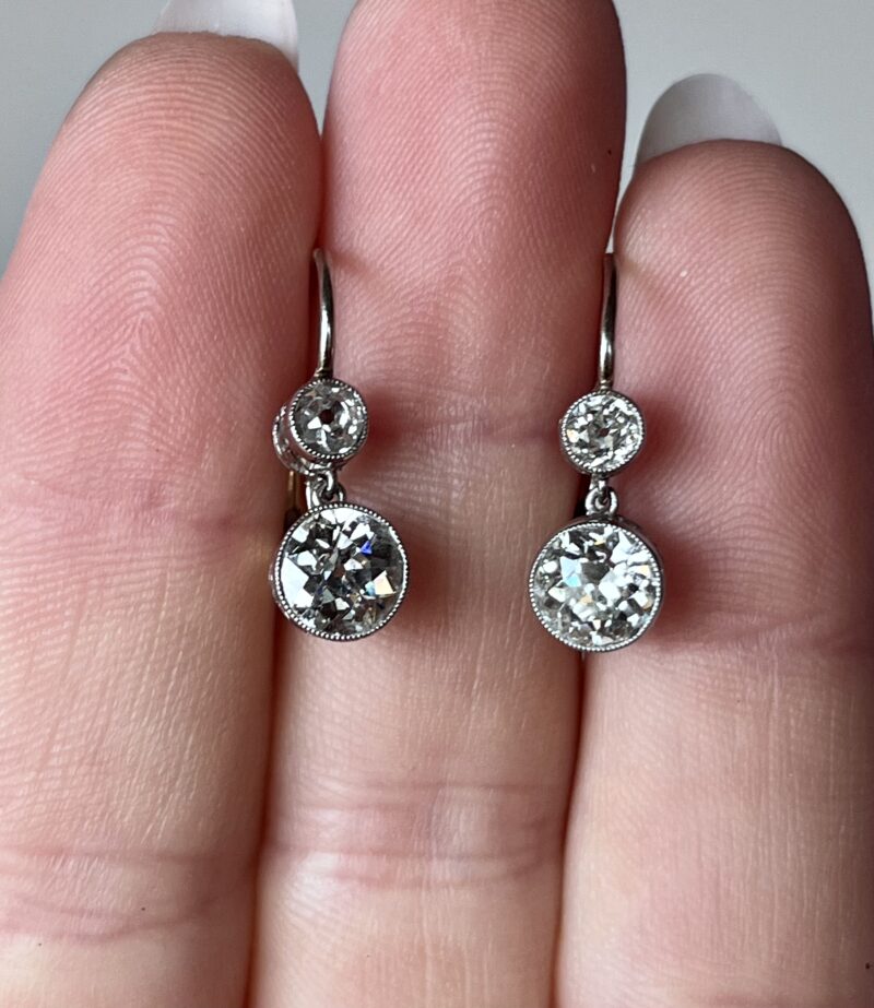 Old European Cut Diamond Earrings, 1.59 Carats - Image 2