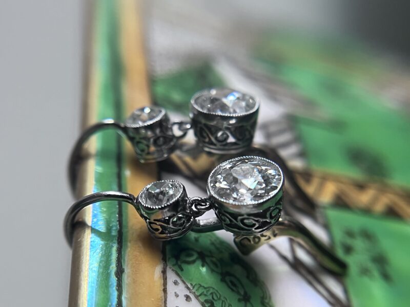 Old European Cut Diamond Earrings, 1.59 Carats - Image 4