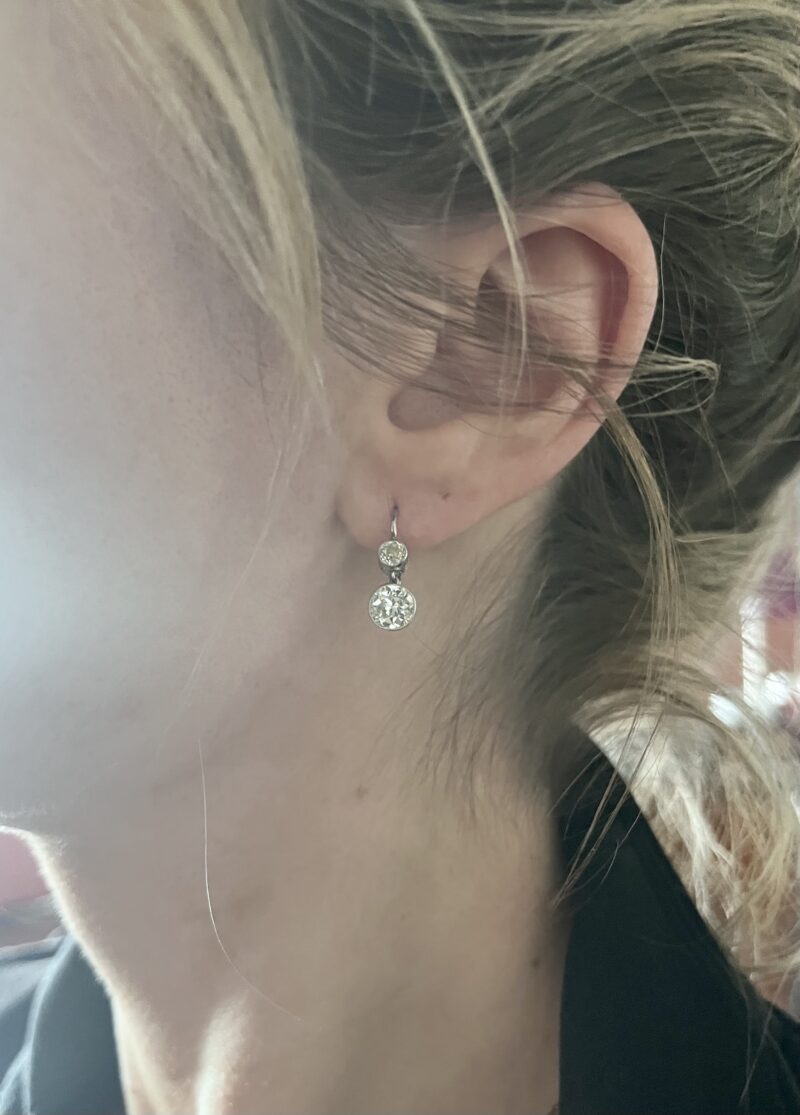 Old European Cut Diamond Earrings, 1.59 Carats - Image 5
