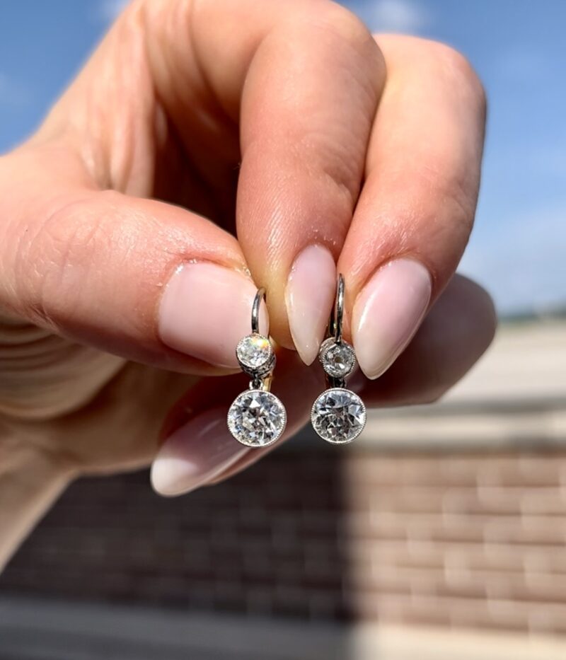 Old European Cut Diamond Earrings, 1.59 Carats - Image 3