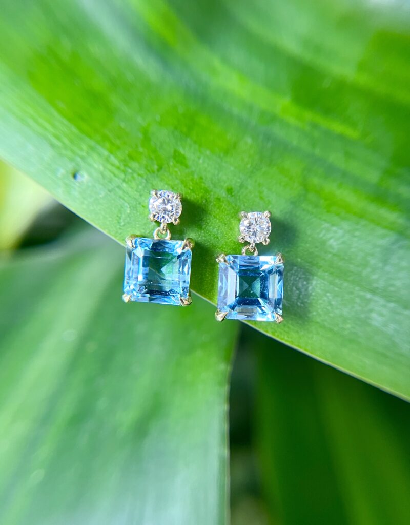Aquamarine Dangle Earrings, 4.15 Carats