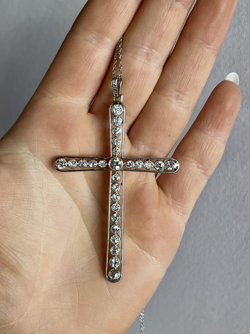 Art Deco Old European Diamond Cross - Image 3