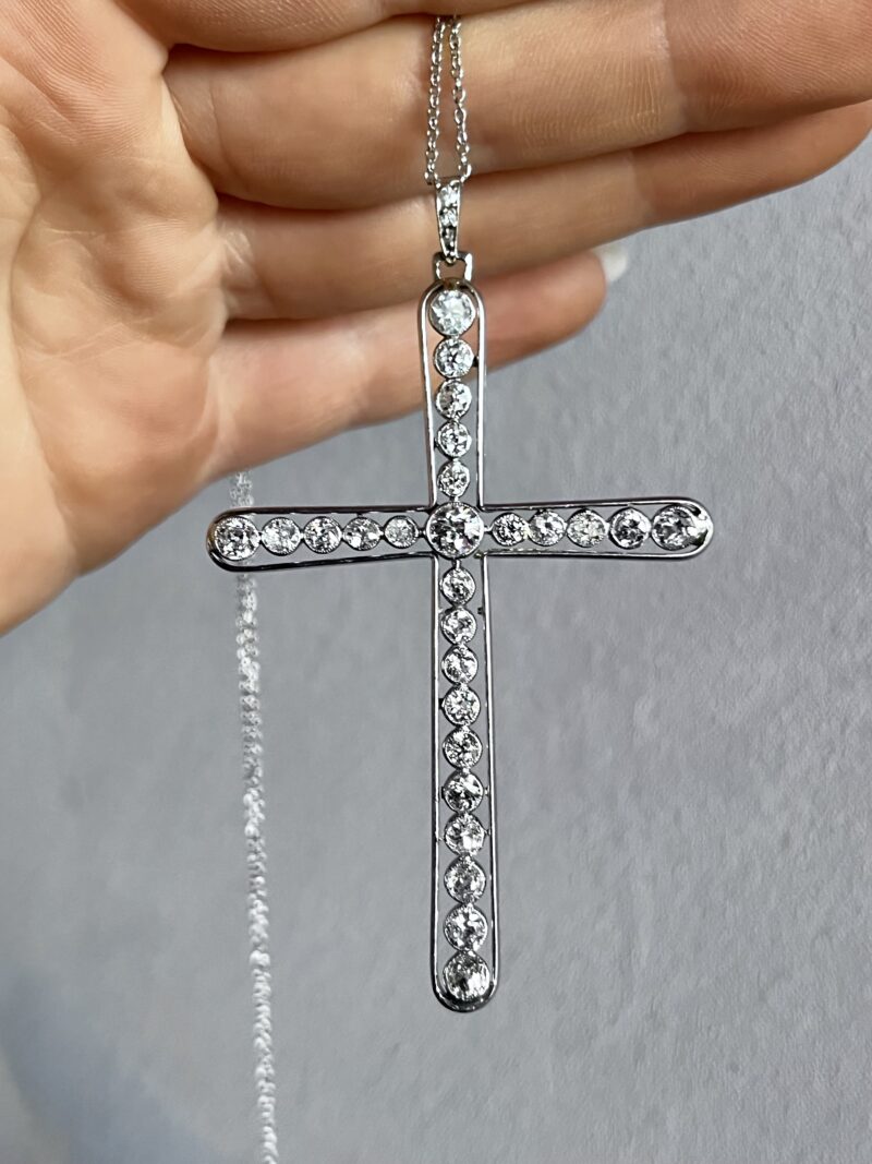 Art Deco Old European Diamond Cross - Image 2