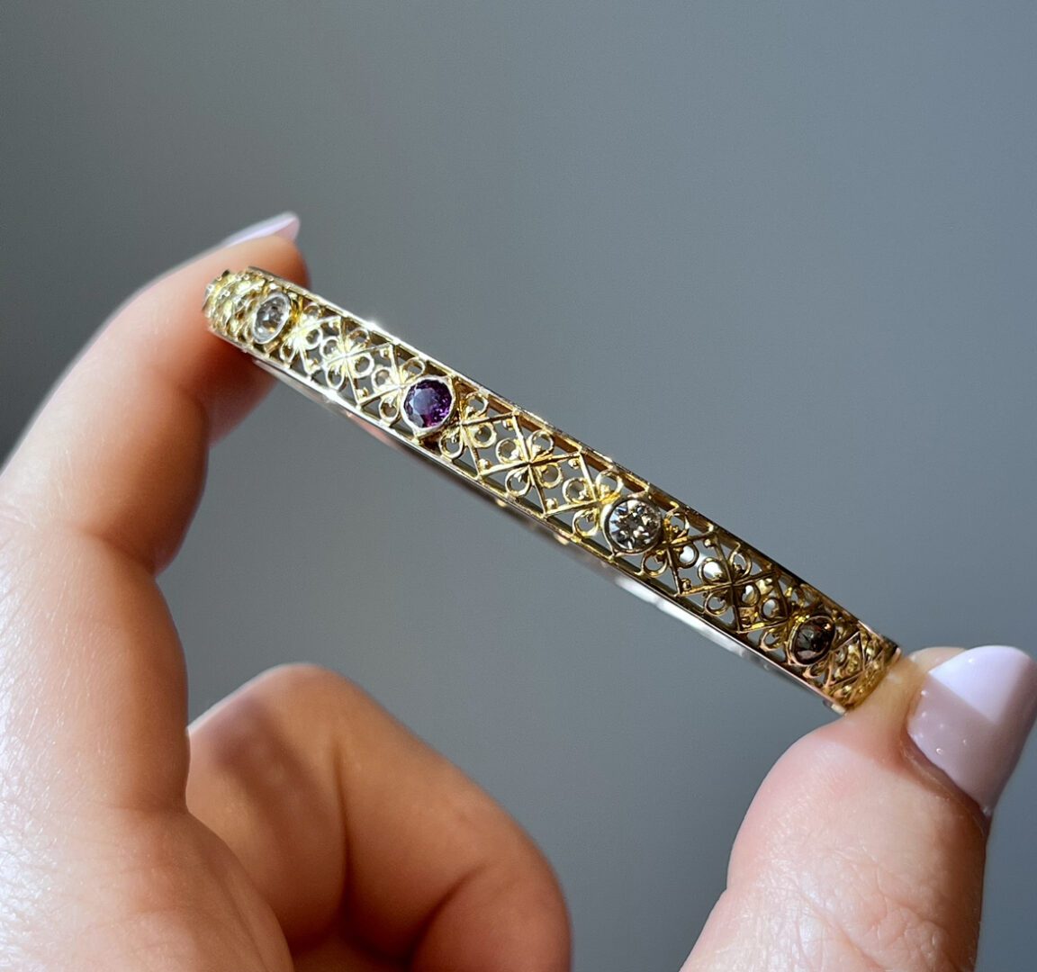 Early 20th Century Ruby and Diamond Bangle