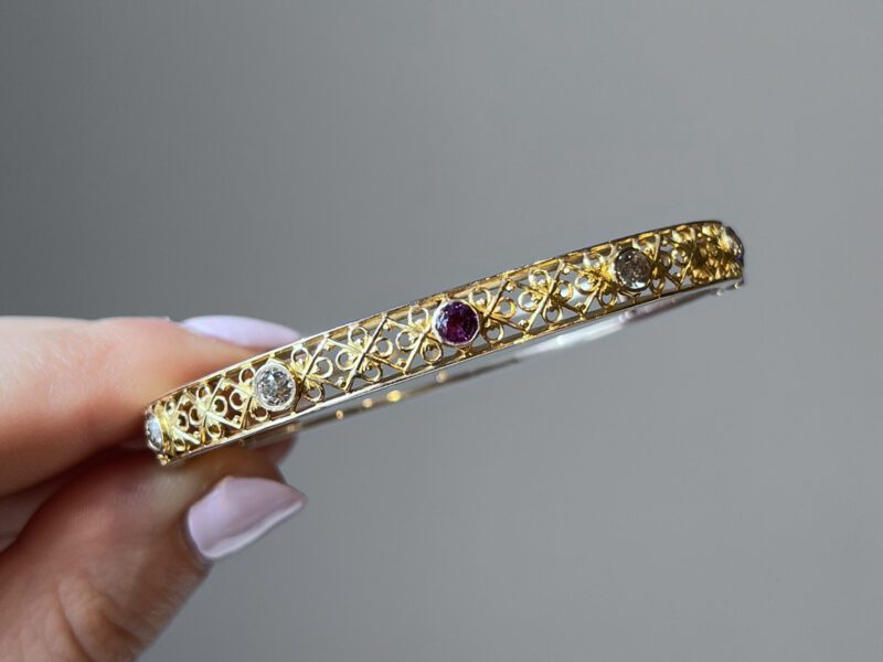 Early 20th Century Ruby and Diamond Bangle