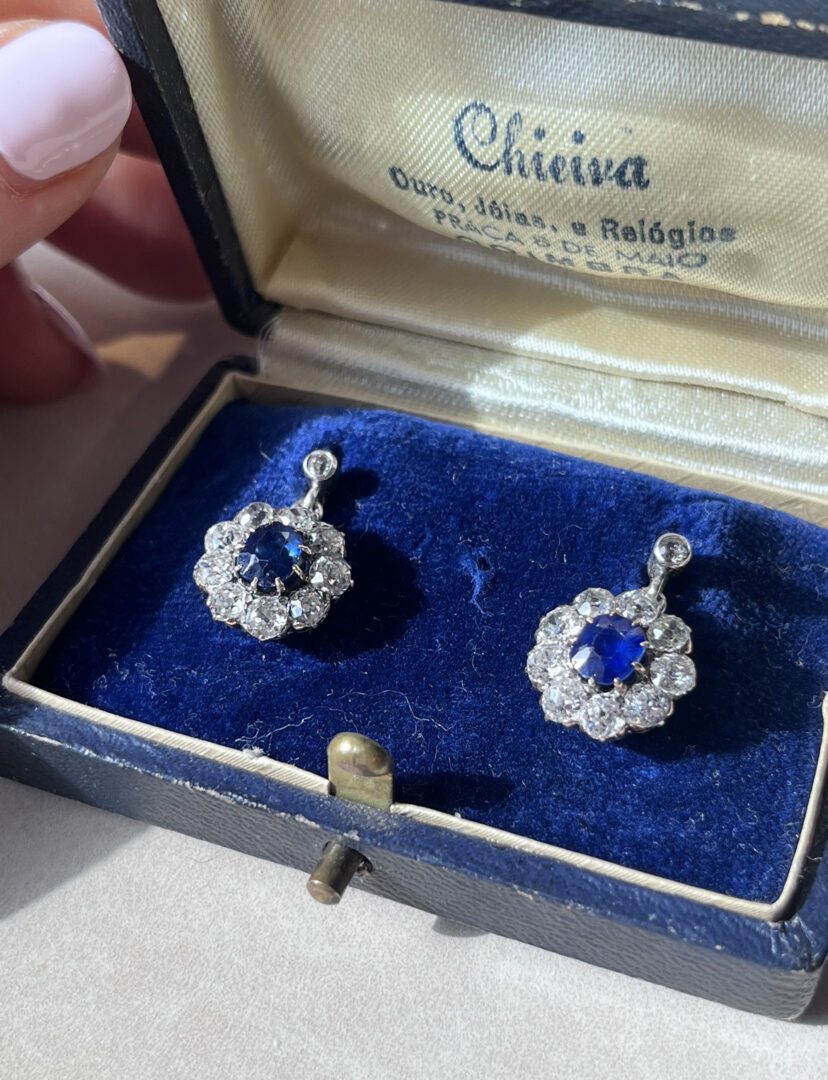 Late 19th Century Sapphire and Diamond Earrings (Sold)