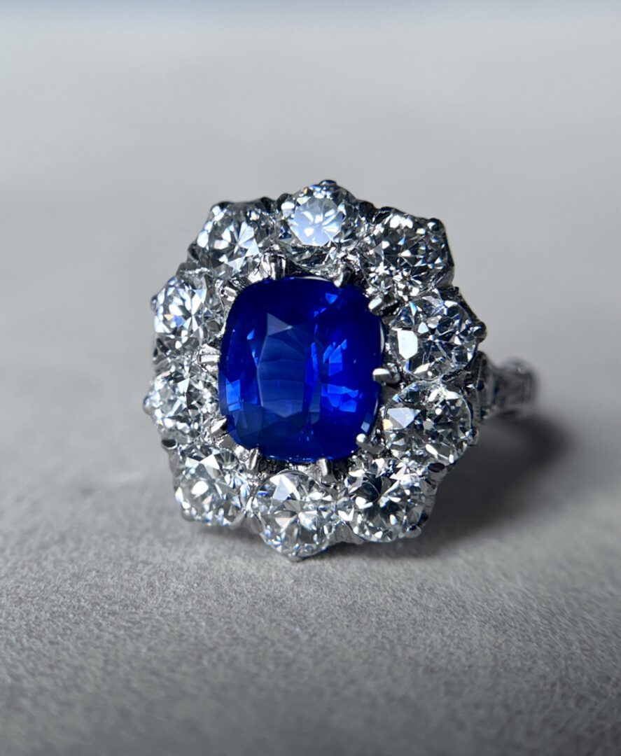 Early 20th Century Ceylon Sapphire and Diamond Ring (Sold)