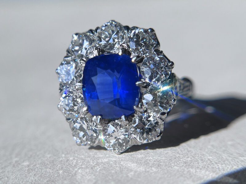 Early 20th Century Ceylon Sapphire and Diamond Ring (Sold)