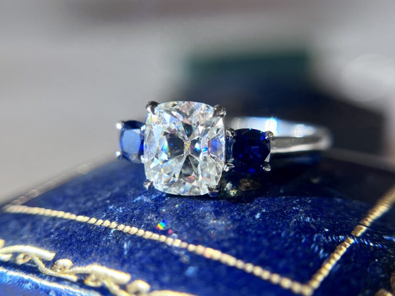 Antique Cushion Cut Diamond Ring, 1.61 Carats