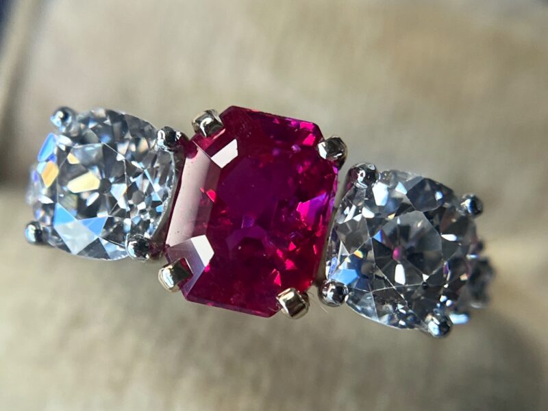 2.10 Carat Unheated Burmese Ruby Ring