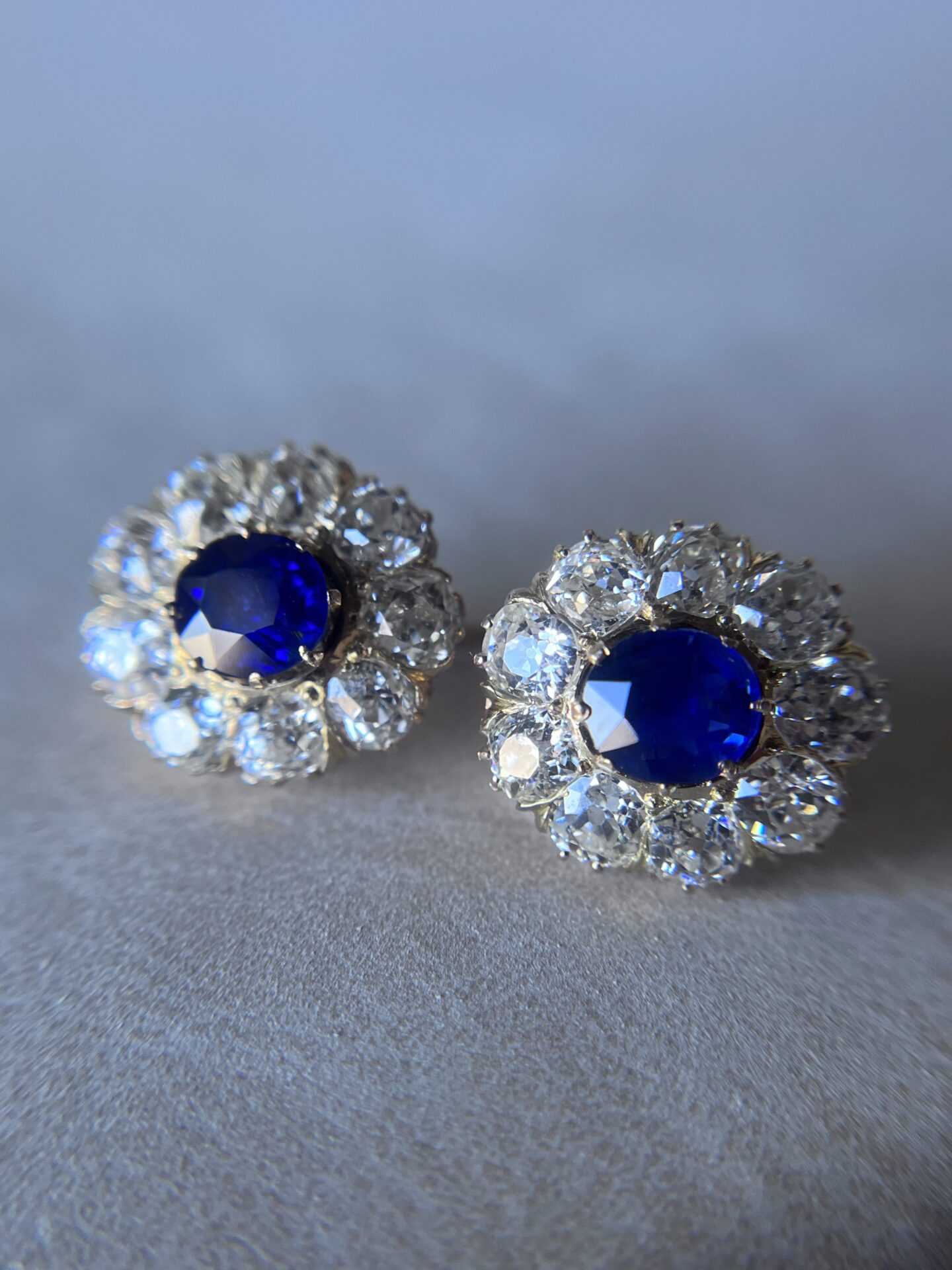 Unheated Victorian Sapphire and Diamond Earrings