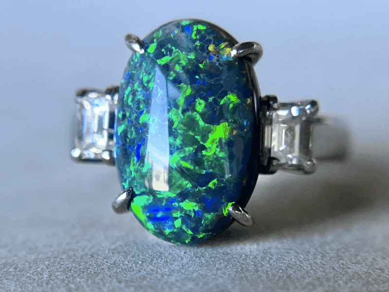 Black Australian Opal Ring, 3.60 Carats (Sold)
