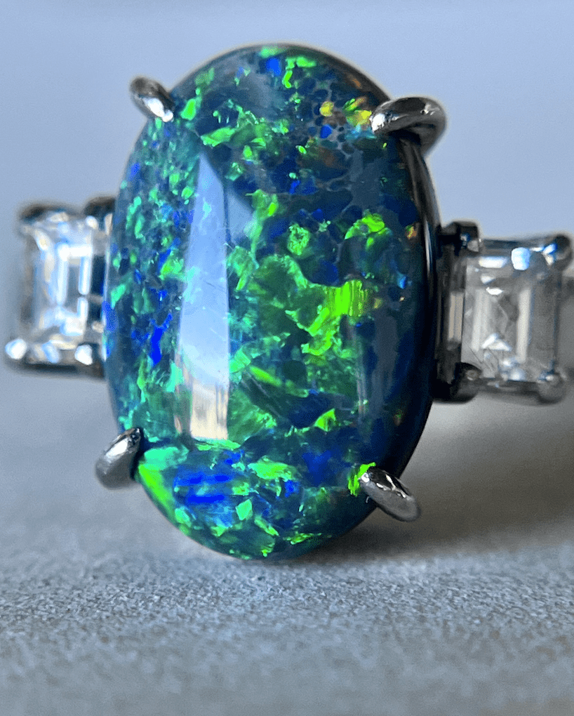 Black Australian Opal Ring, 3.60 Carats (Sold)