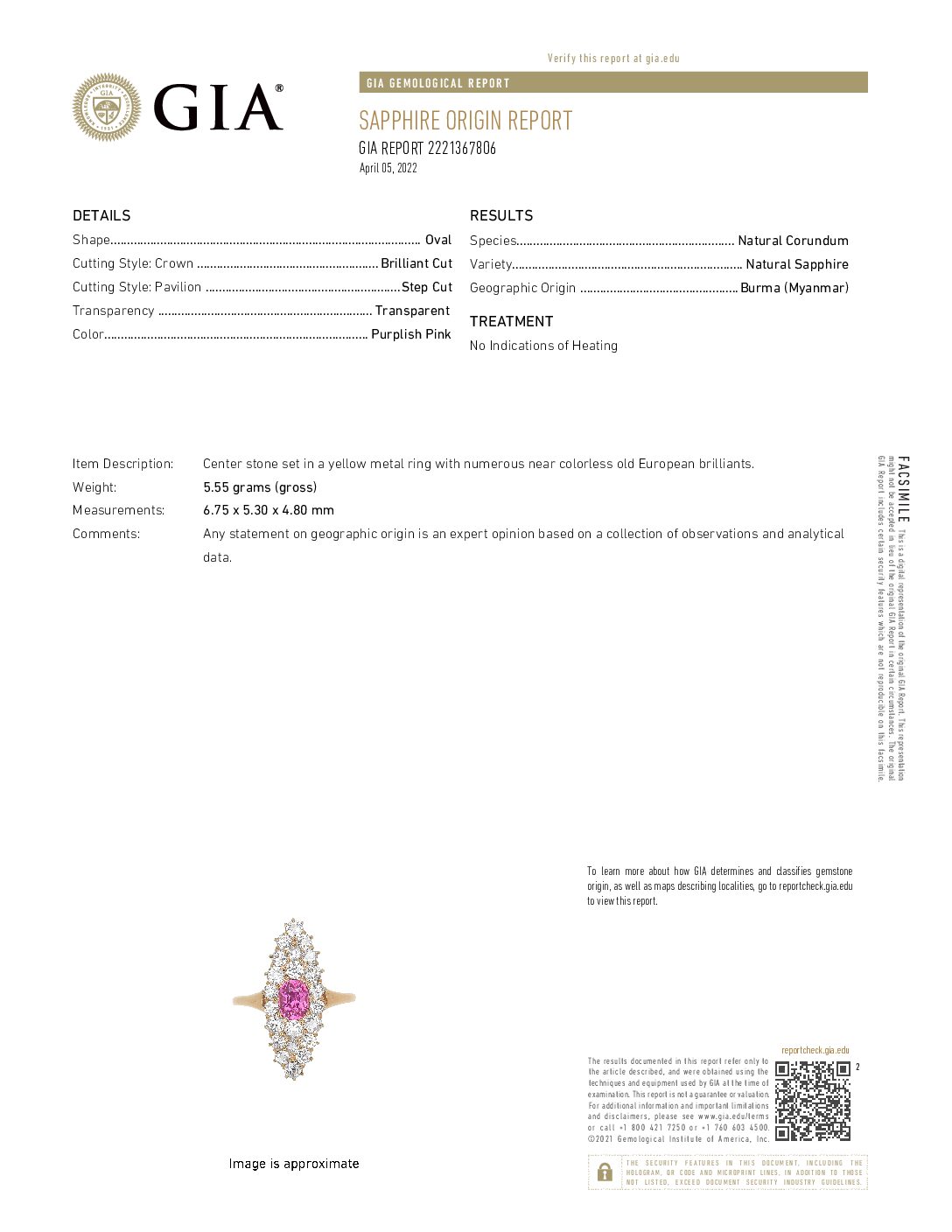 Unheated Burmese Pink Sapphire Navette Ring - Image 5