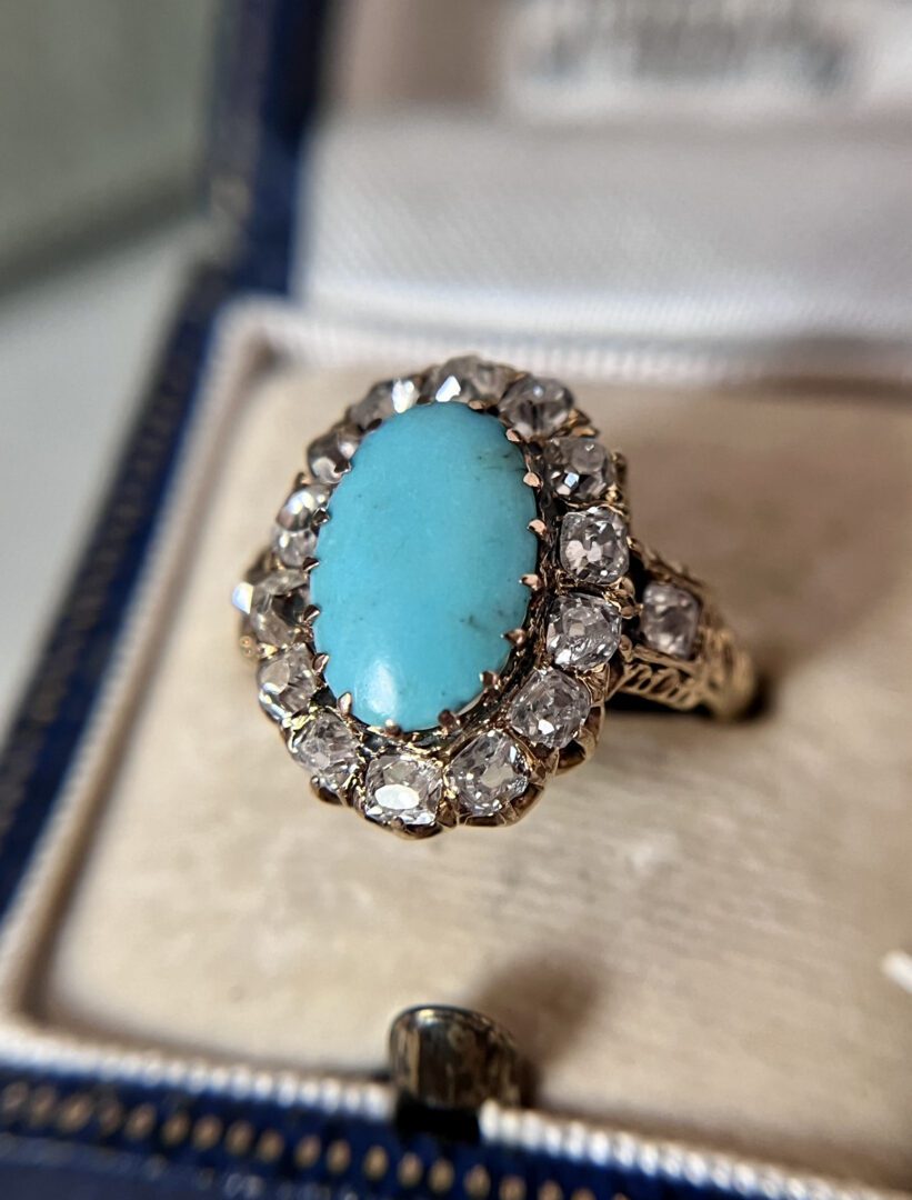 A Victorian Persian Turquoise and Old Mine Cut Diamond Ring - Image 5