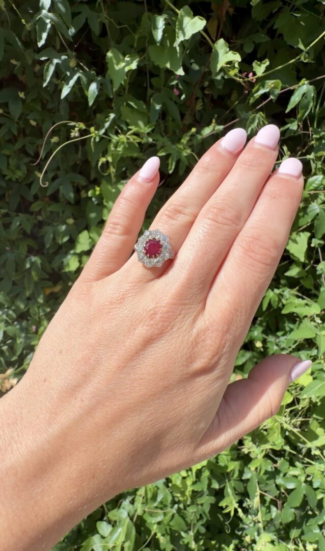 An Unheated Siamese Victorian Ruby Ring (Sold)