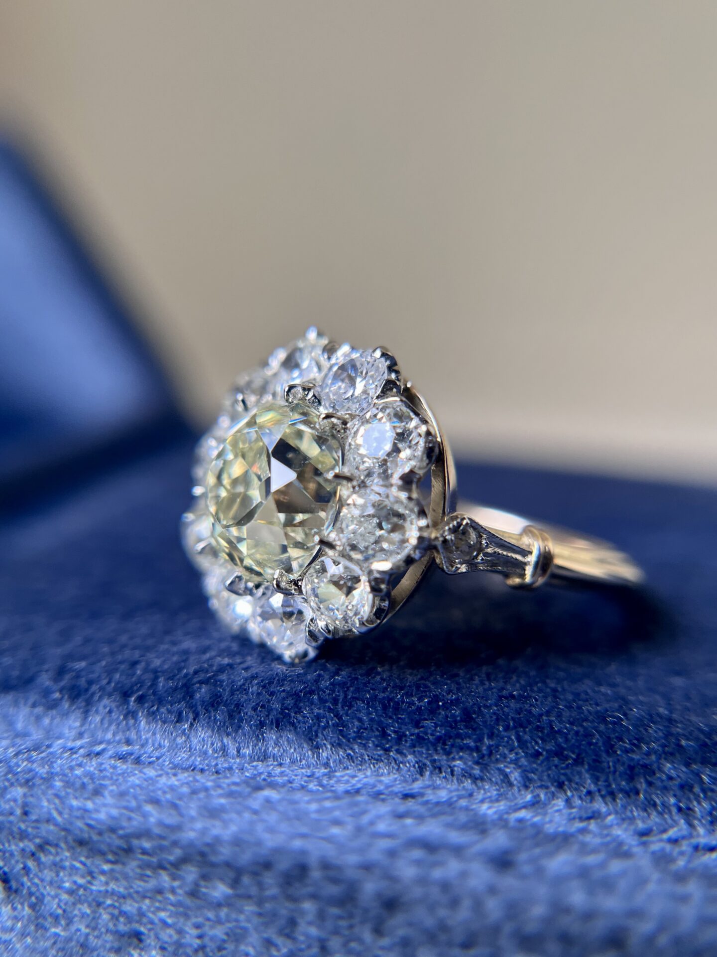 A Custom Old Mine Cut Diamond Cluster Ring - Image 5