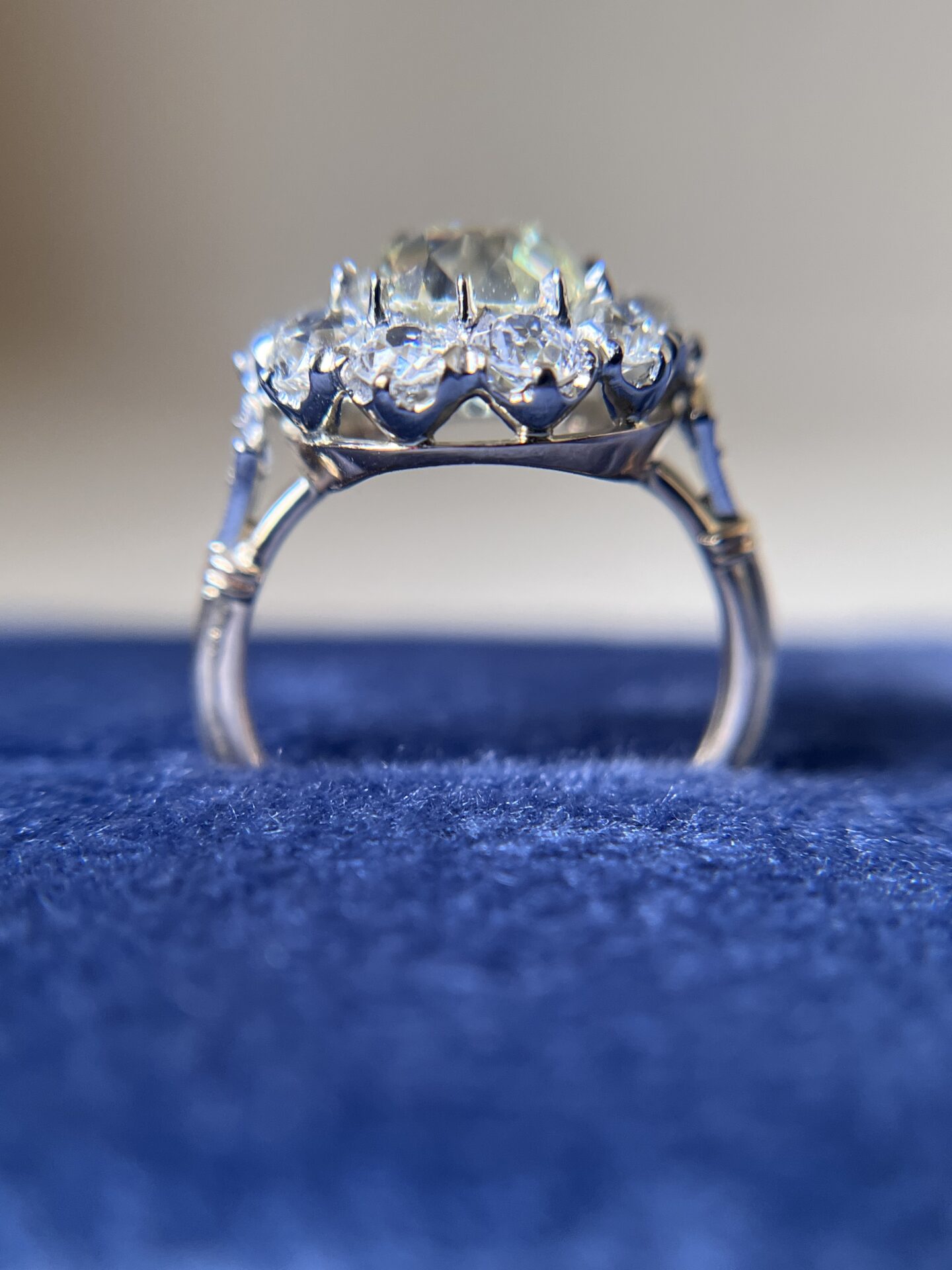 A Custom Old Mine Cut Diamond Cluster Ring - Image 4