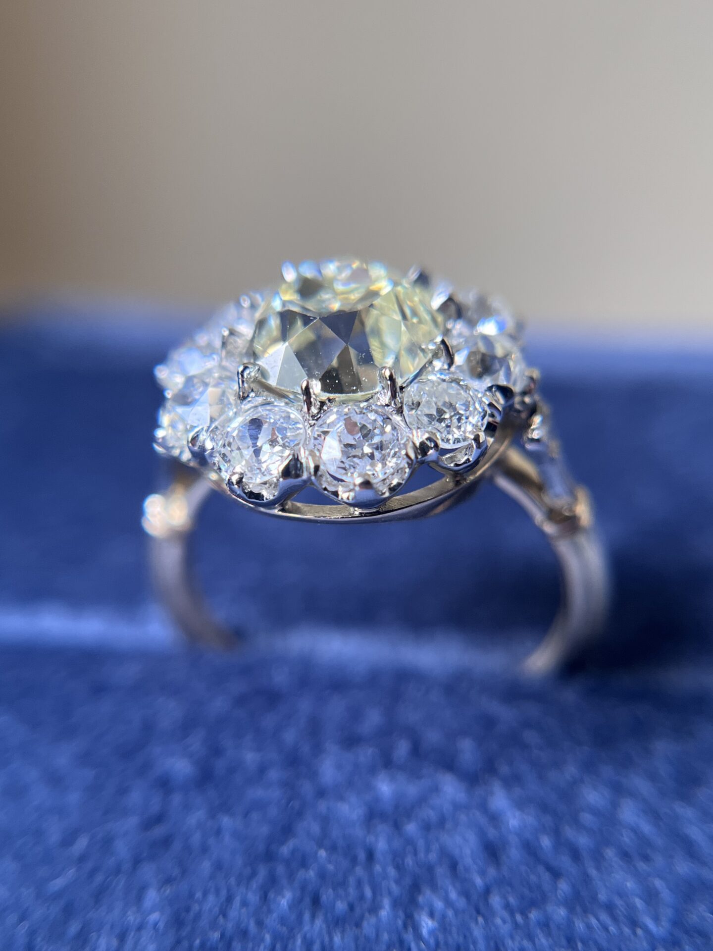 A Custom Old Mine Cut Diamond Cluster Ring - Image 3