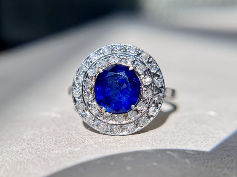 Belle Epoque Unheated Burmese Sapphire Ring, 2.37 Carats