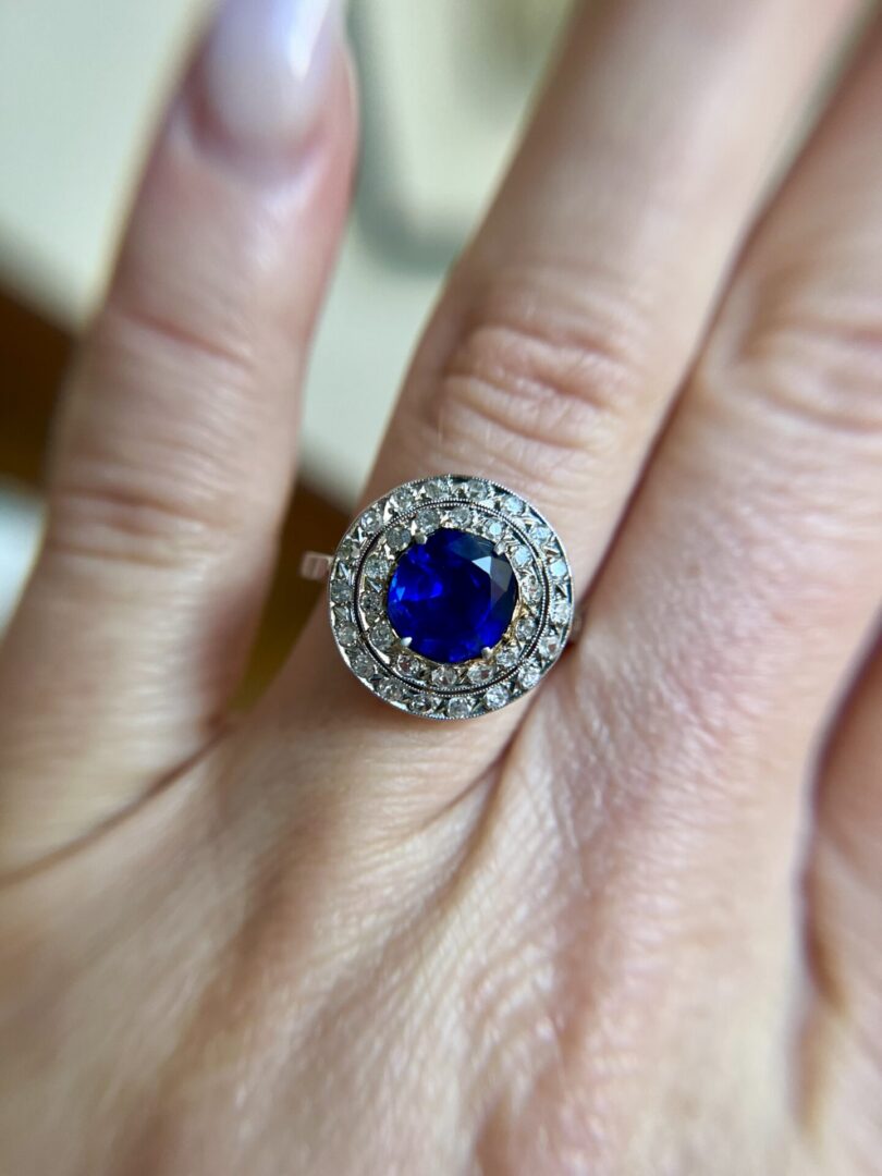 Belle Epoque Unheated Burmese Sapphire Ring, 2.37 Carats